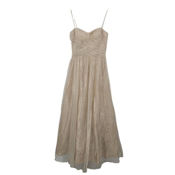 Champagne Corset Spaghetti Strap Gold Glitter Formal Gown Sz 4 Fairy Grunge Glam - Picture 11 of 11